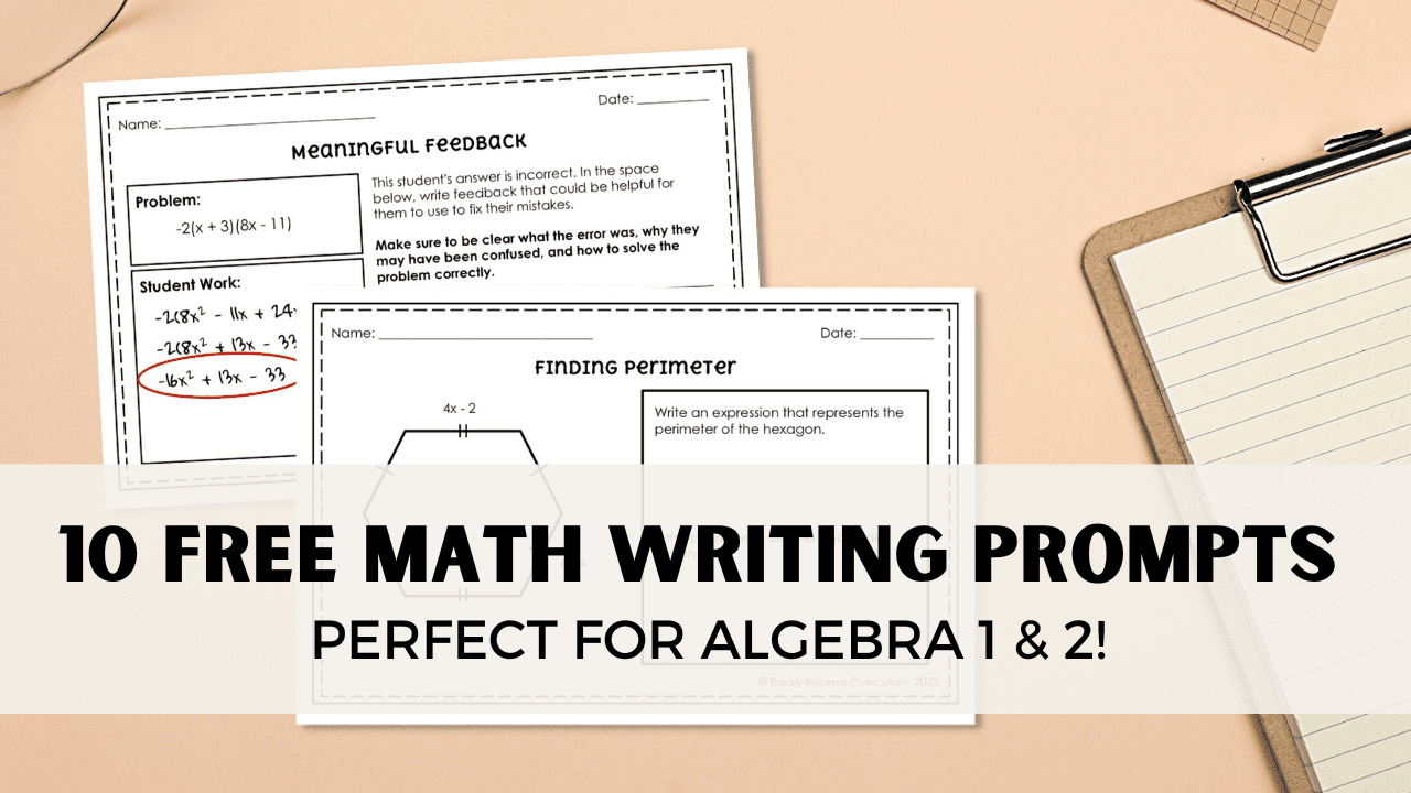 10 free math critical thinking writing prompts for algebra 1 and algebra 2