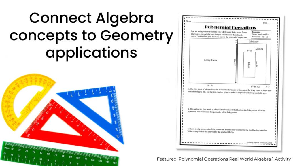 connect algebra concepts to geometry applications