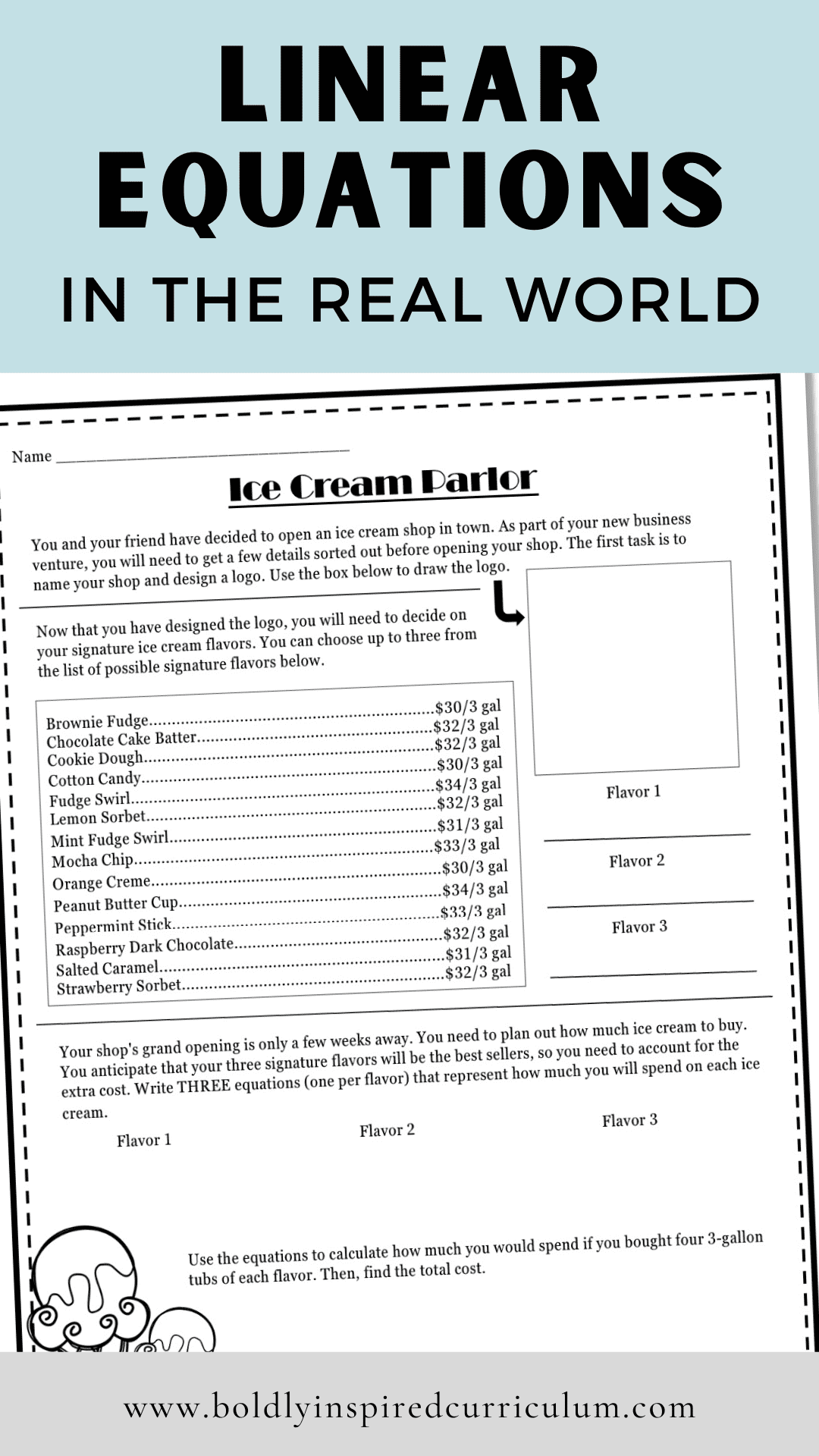 linear equations in real life activity