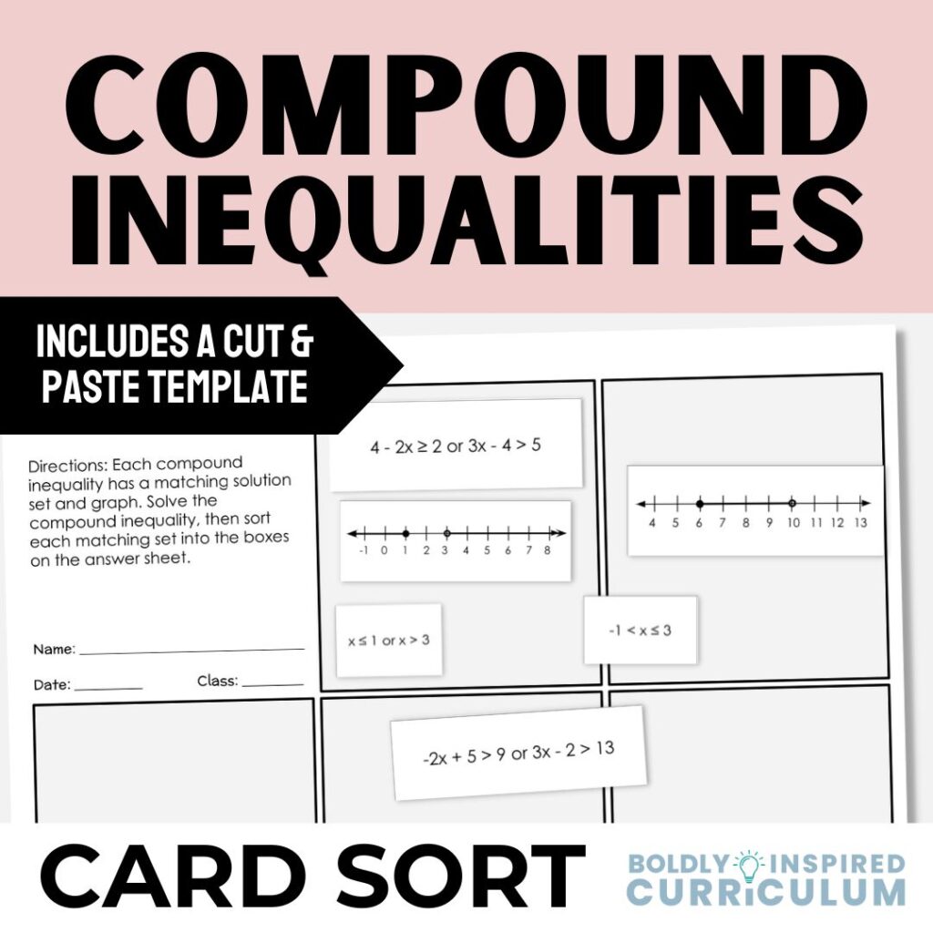 cover image for compound inequalities card sort