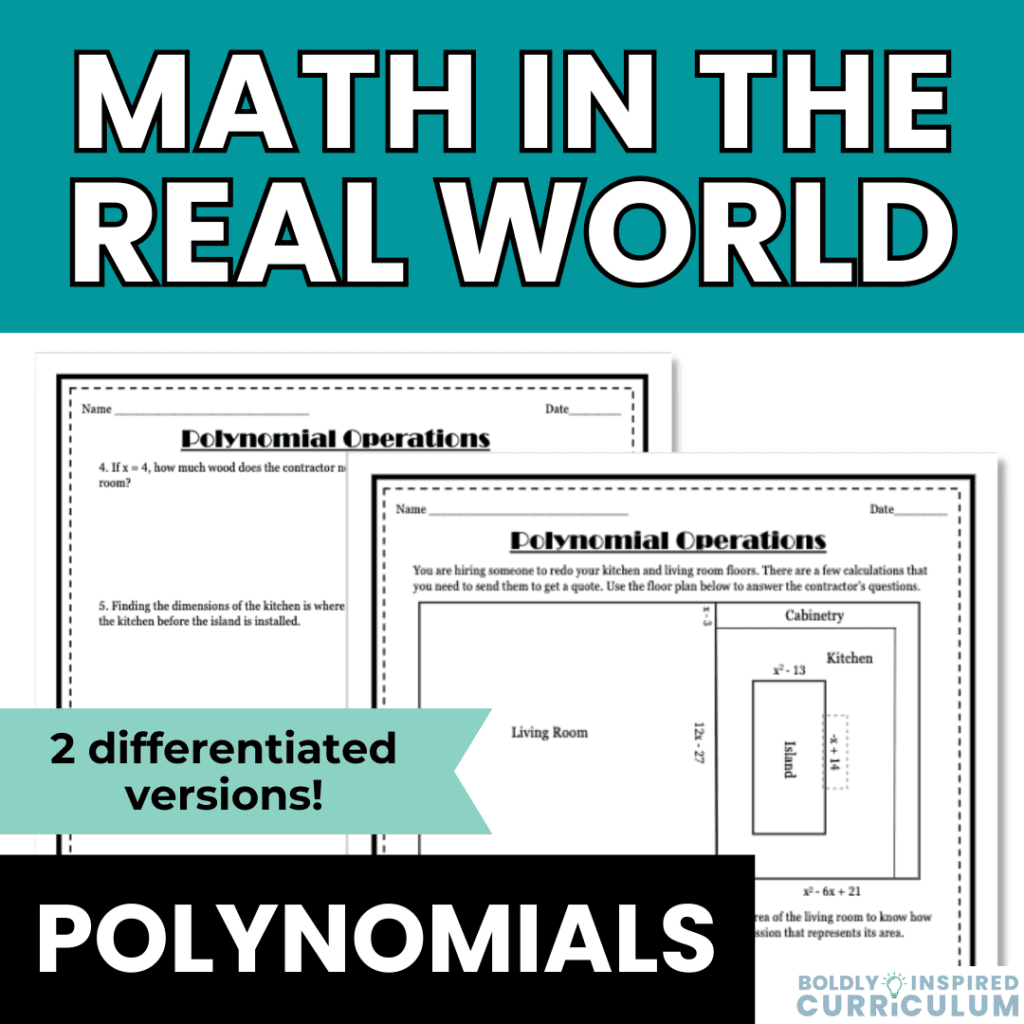 math in the real world activity for polynomials with two differentiated versions