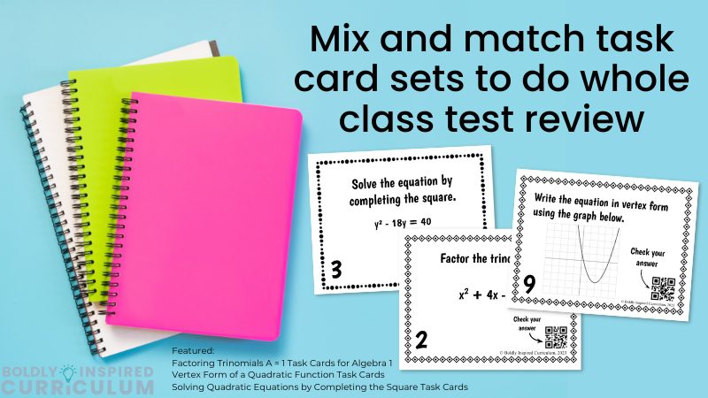 mix and match task card sets to do whole class test review