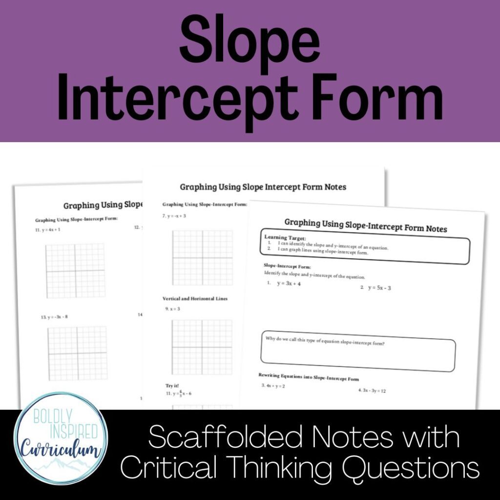 activity for graphing linear equations in slope intercept form