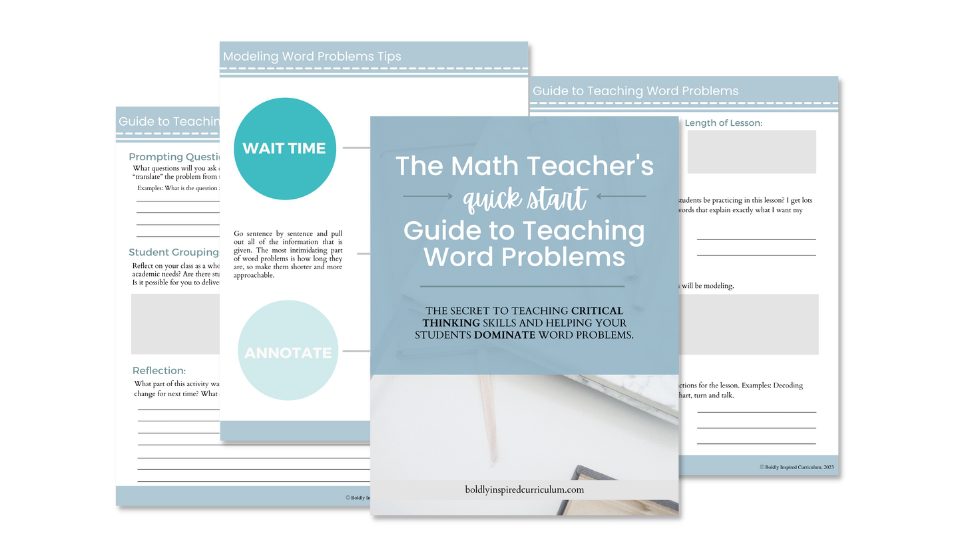 Download the math teacher's quick start guide to teaching word problems for middle or high school math.