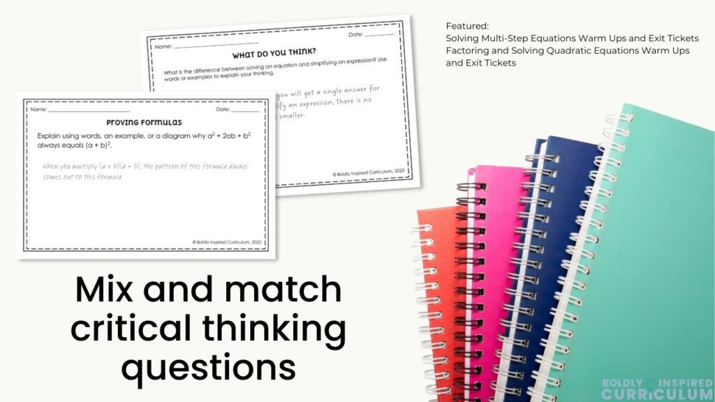 mix and match critical thinking questions to create a theme for math stations