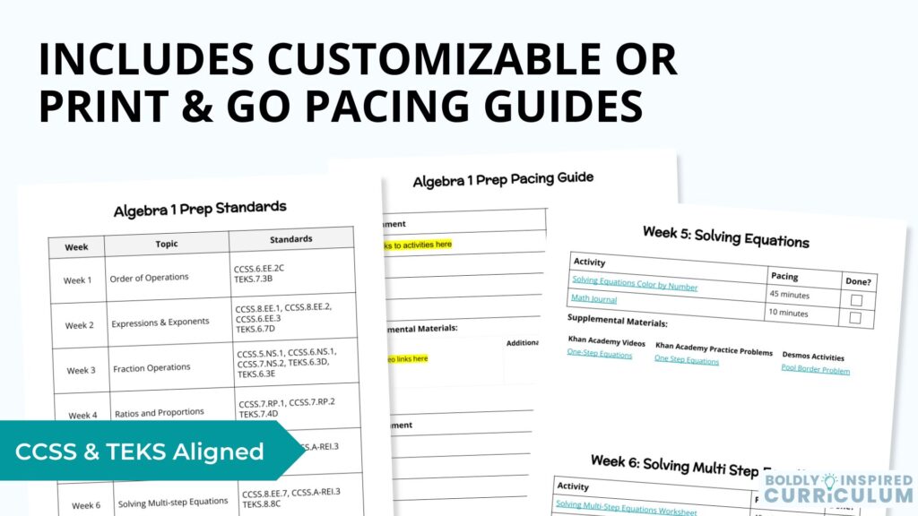 mock up of the customizable or print and go pacing guides