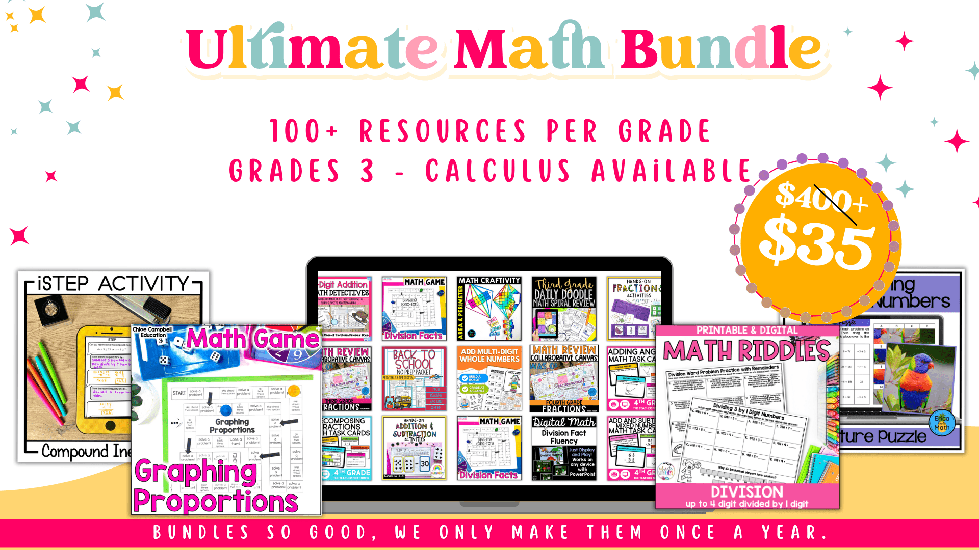 ultimate math bundle. 100+ resources per grade