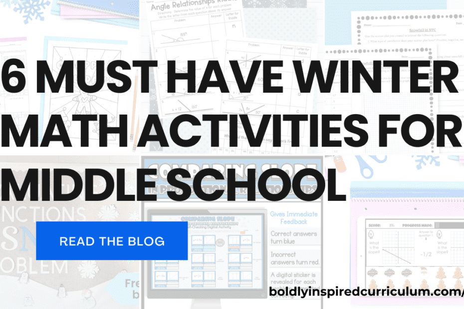 6 must have middle school winter math activities blog cover