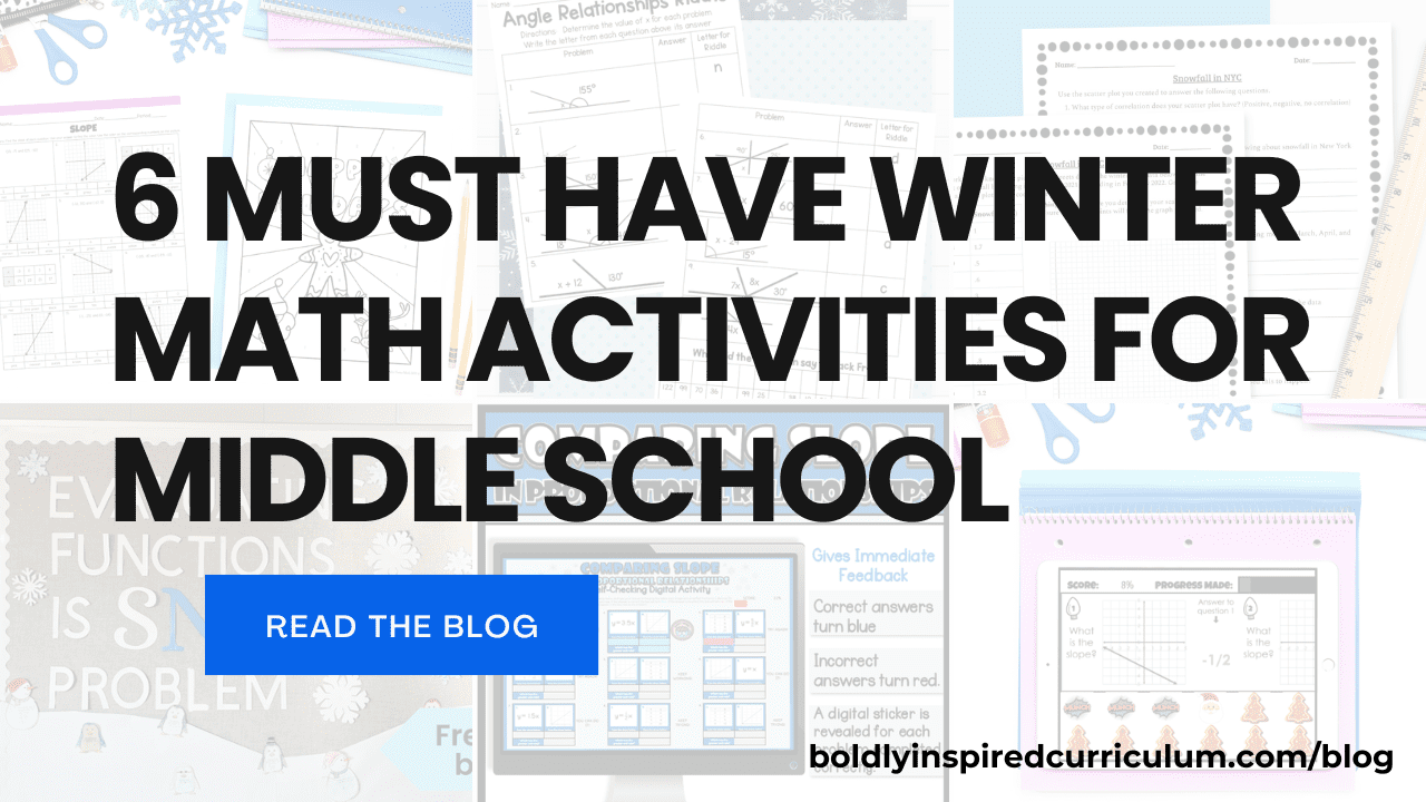 6 must have middle school winter math activities blog cover