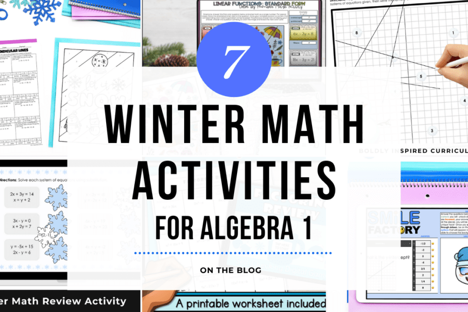 7 winter math activities for algebra 1 blog post cover