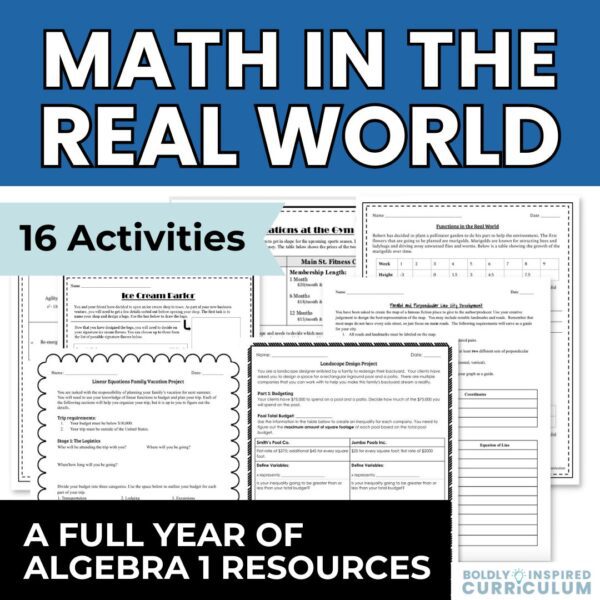 Algebra 1 Projects and Real World Applications Bundle