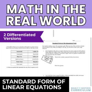 Standard Form of Linear Equations Word Problems