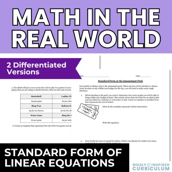Standard Form of Linear Equations Word Problems
