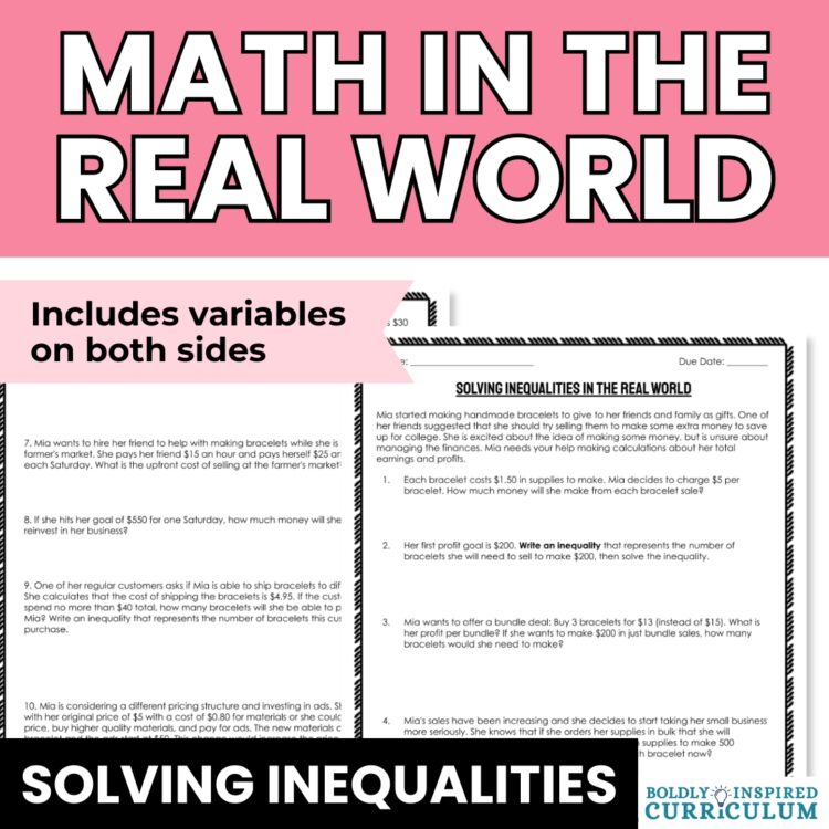Solving Inequalities Word Problems | 8th Grade Math Activity