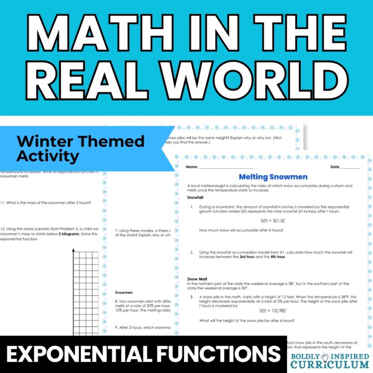 Solving Exponential Functions Word Problems | Winter-Themed Algebra 1 Activity