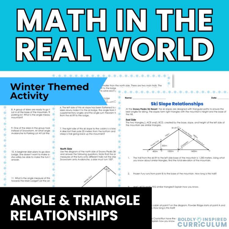 Angle Relationships & Triangles Activity | 8th Grade Math Assessment for Winter