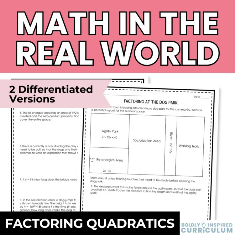 Algebra 1 End of Year Activity for Factoring Trinomials with Word Problems