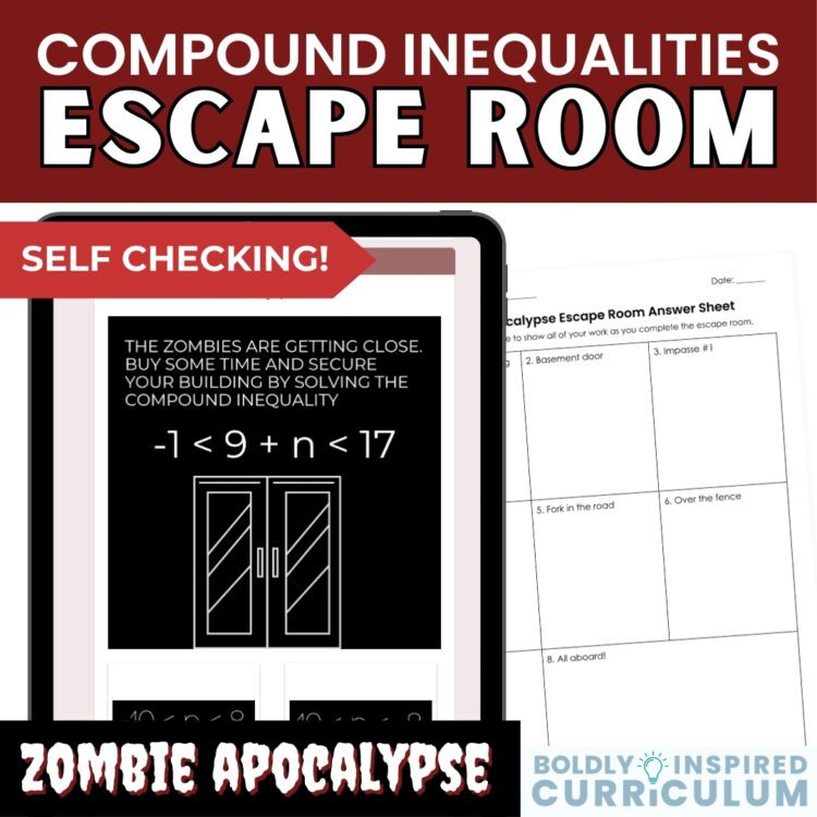 Halloween Compound Inequalities Review Activity - Algebra 1 Digital Escape Room