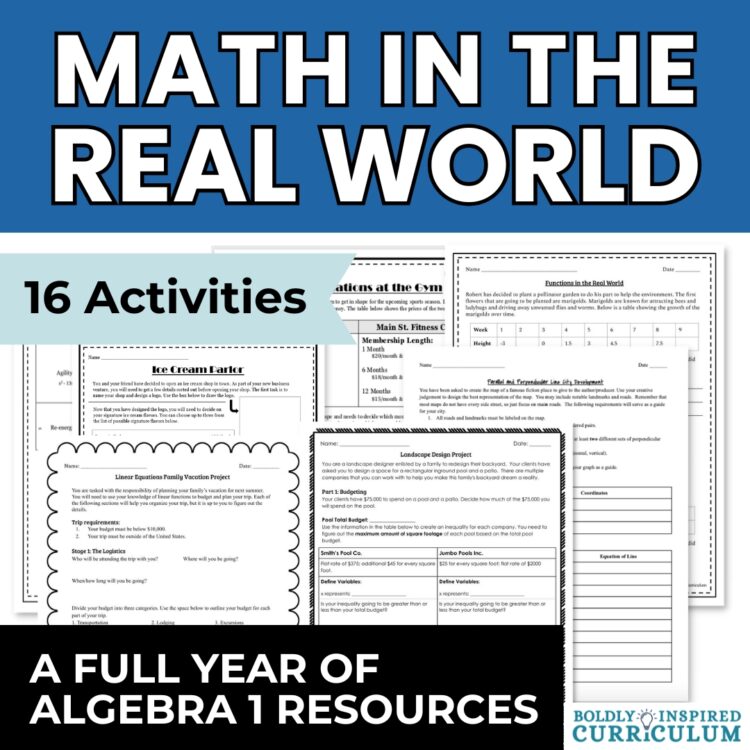 End of Year Math Projects Bundle - Algebra 1 Word Problems