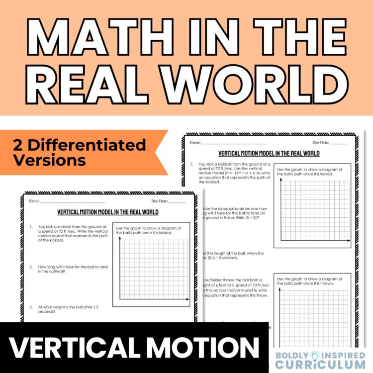 Solving Quadratic Equations Using the Vertical Motion Model & Factoring Activity