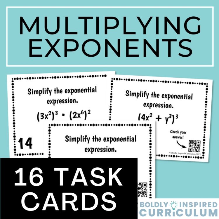Multiplying Exponents Task Cards - Product Rule & Power of a Power