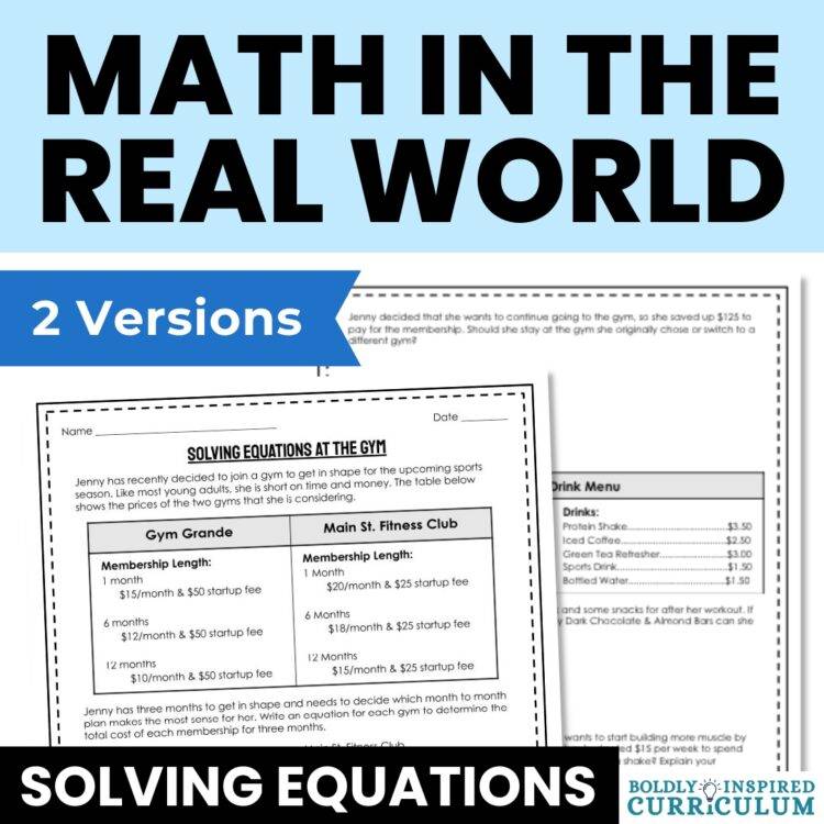 Solving Multi Step Equations Word Problems Worksheet - Real World Math Activity