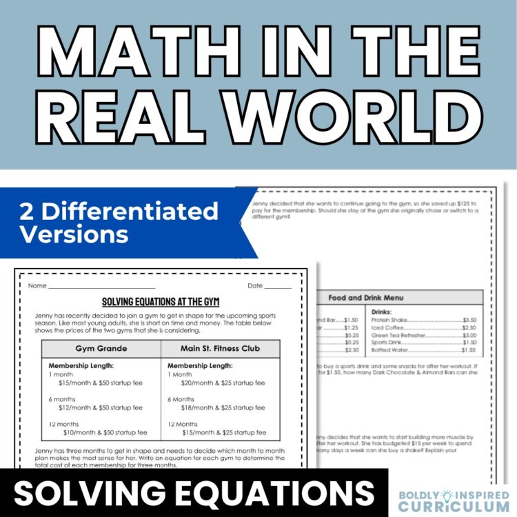 Solving Multi Step Equations Word Problems Worksheet - Real World Math Activity
