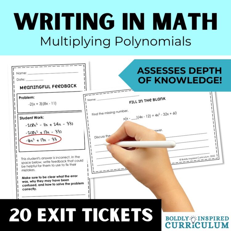 Algebra 1 Warm Ups and Exit Tickets - Multiplying Polynomials Writing Prompts