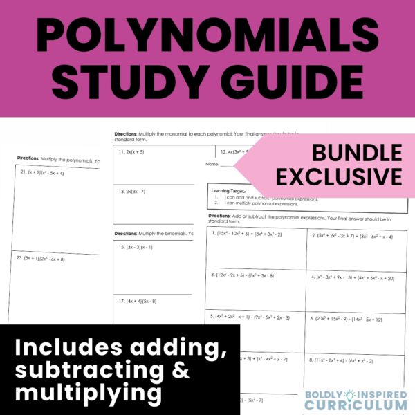 Polynomial Operations Guided Notes and Worksheet Bundle for Algebra 1 ...