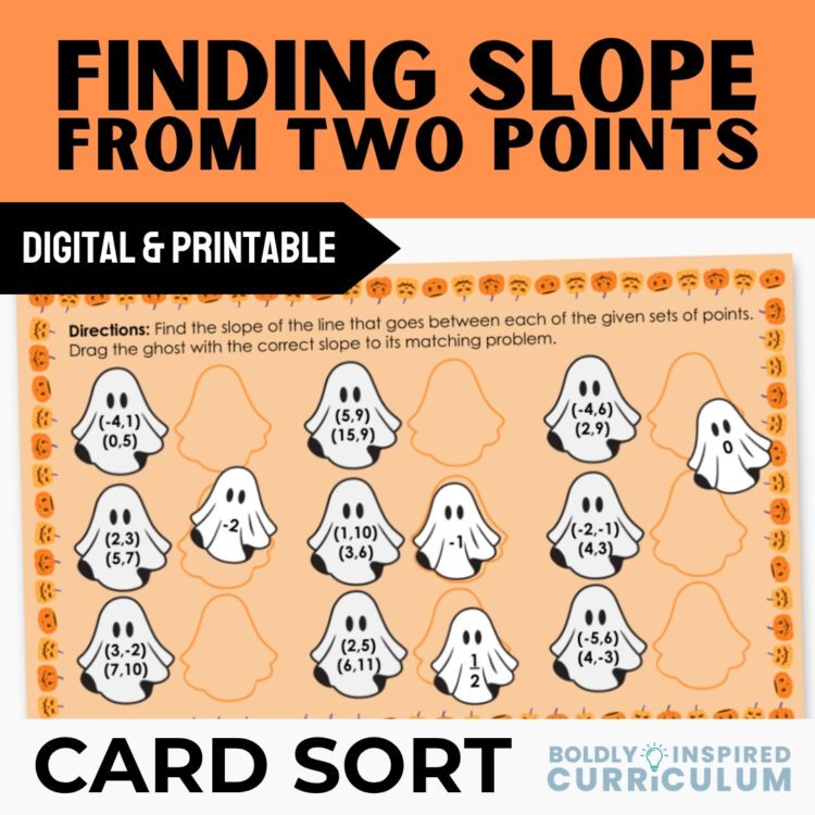 Finding Slope from Two Points Halloween Activity | Digital & Printable Card Sort