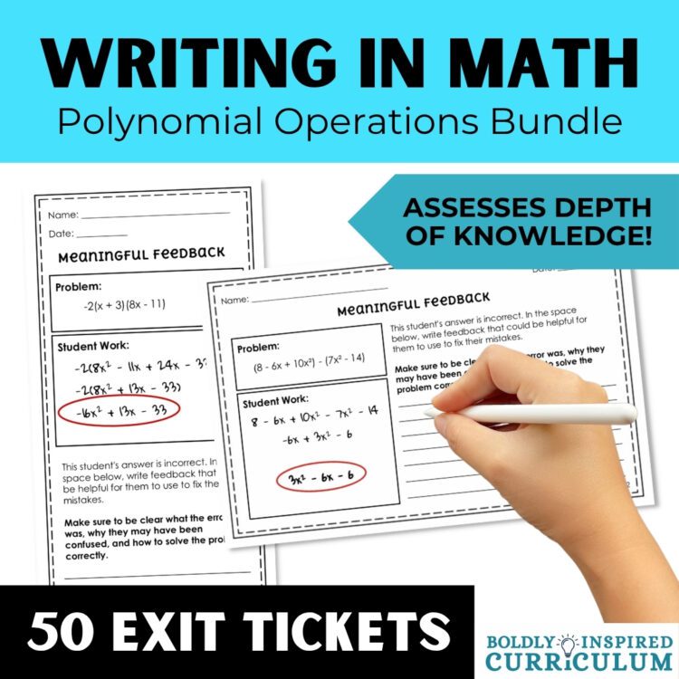 Polynomial Operations Exit Tickets & Warm Ups for Algebra 1