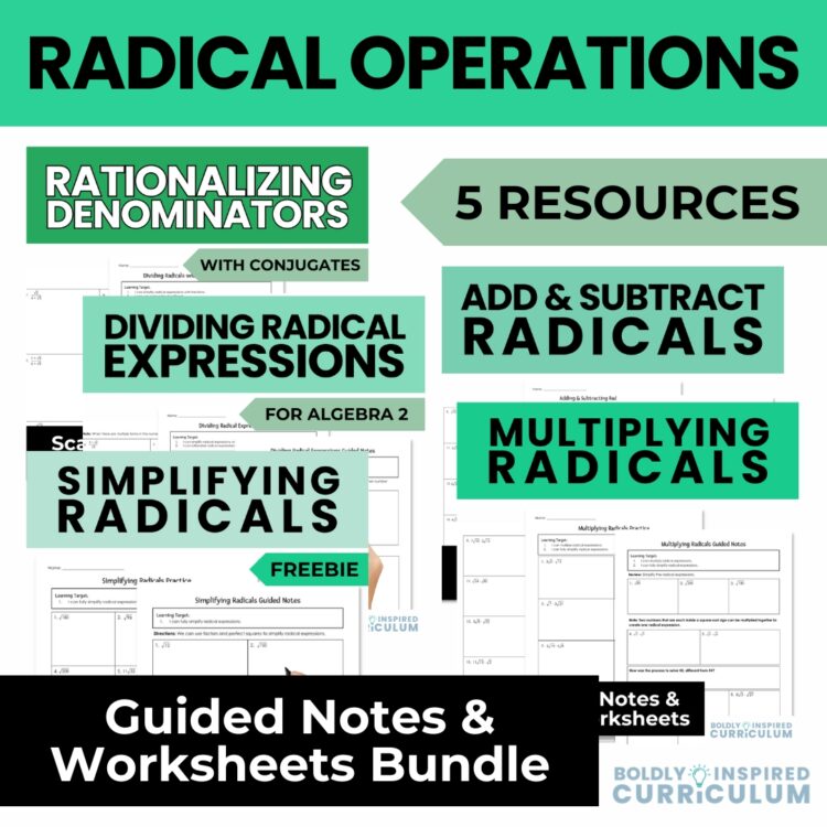Simplifying Radical Expressions Guided Notes & Operations with Radicals