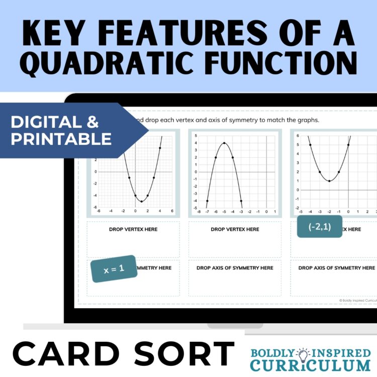 Key Features of Quadratics in Standard Form Activity with Finding Vertex