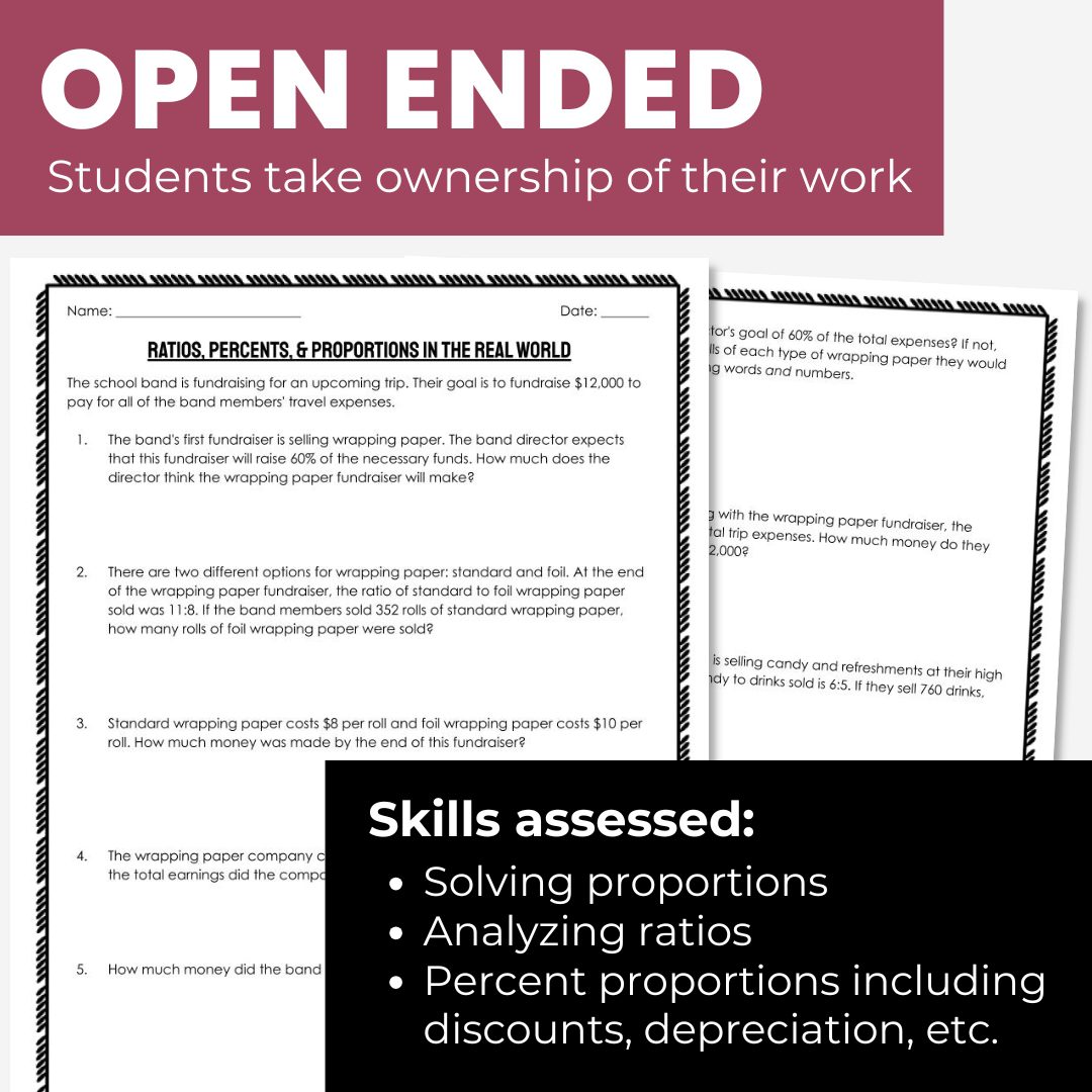 Ratios, Proportions, and Percents Word Problems for 8th Grade Math & Pre Algebra - Image 2