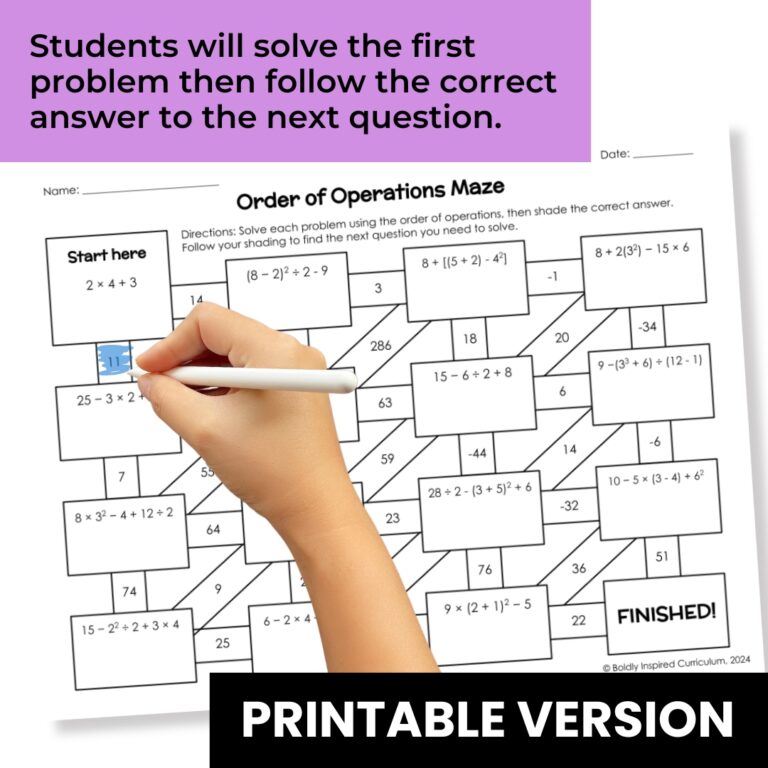 Order of Operations Review Activity | Self Checking Digital & Printable ...