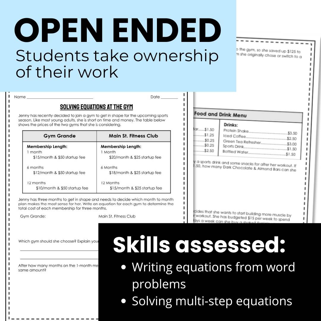 Solving Multi Step Equations Word Problems Worksheet - Real World Math ...