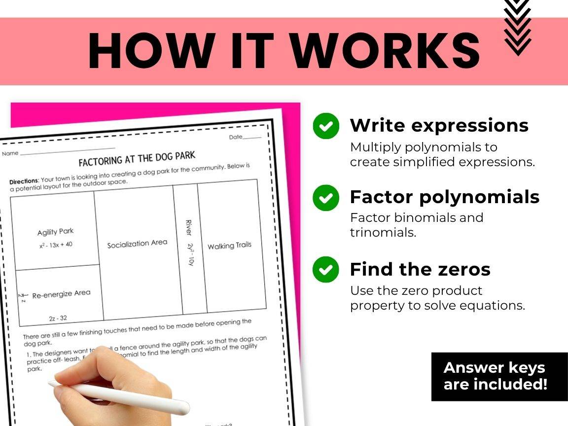Solving Quadratic Equations by Factoring Activity | Algebra 1 Word Problems - Image 3