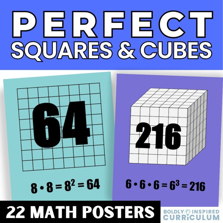 High School Math Posters & Classroom Decor | Perfect Squares & Cubes Posters