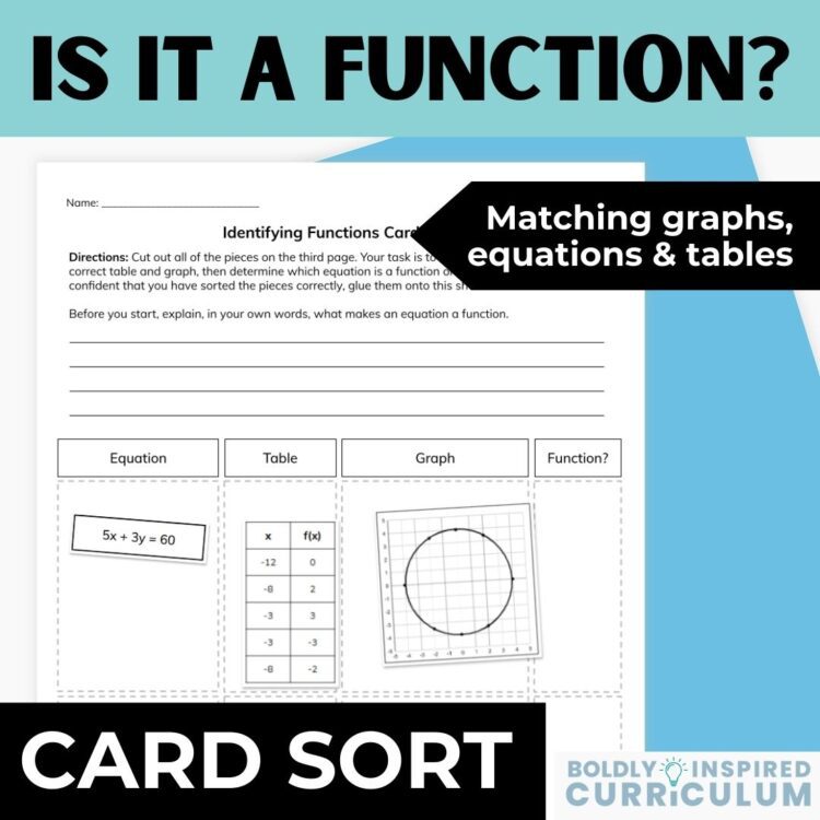 Is It A Function Activity | Identifying Functions Card Sort for Algebra 1