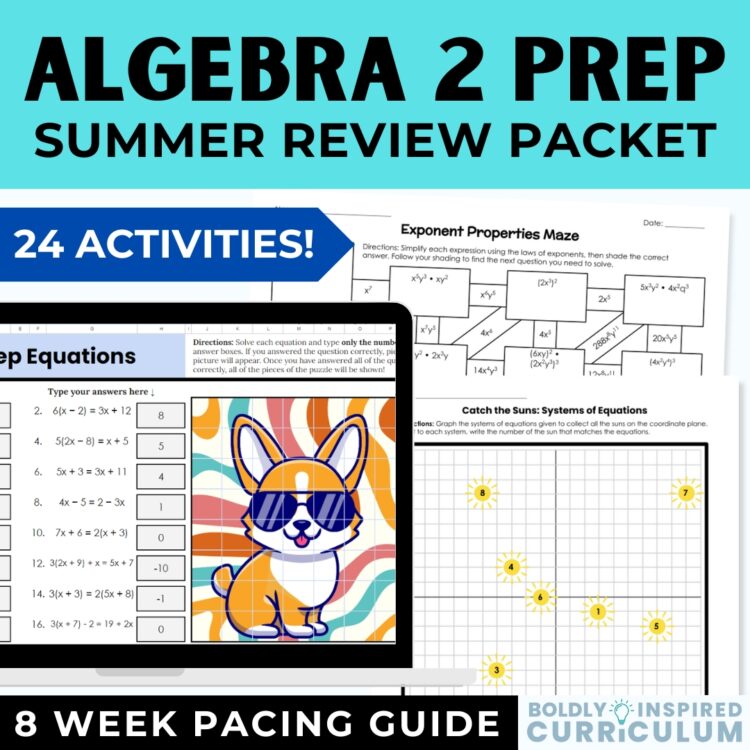 Getting Ready for Algebra 2 Summer Prep Packet | Pre Algebra & Algebra 1 Review