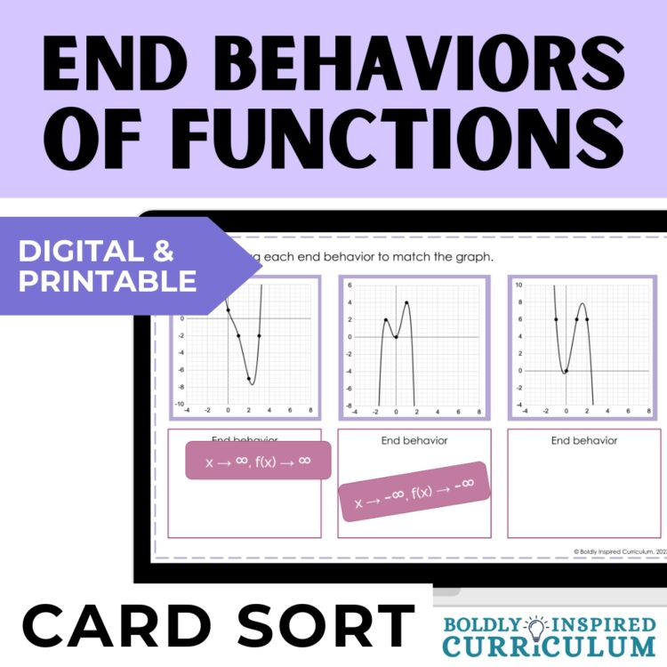 End Behaviors of Polynomial Functions Activity | Digital & Printable Card Sort