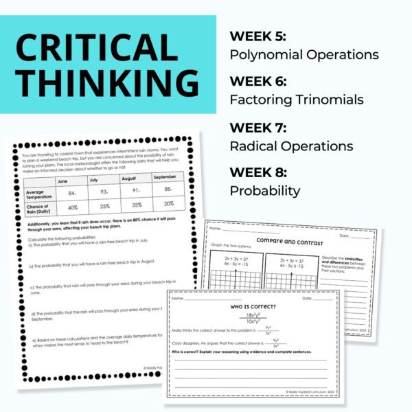 Getting Ready for Algebra 2 Summer Prep Packet | Pre Algebra & Algebra ...