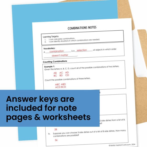 Combinations and Permutations Guided Notes BUNDLE - Boldly Inspired ...