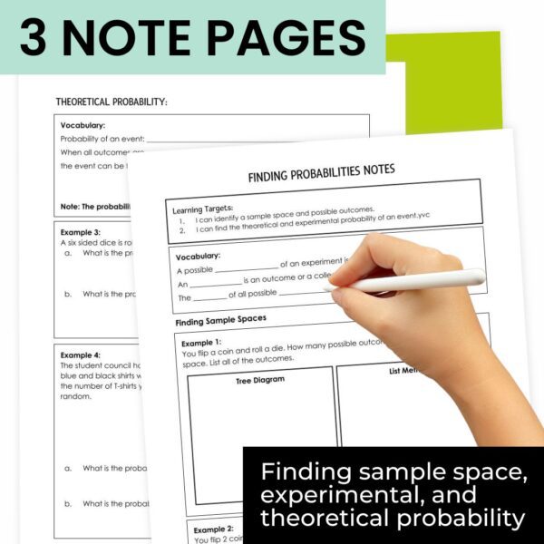 Theoretical and Experimental Probability Guided Notes & Worksheet for ...
