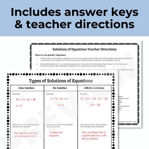 Types of Solutions of Multi Step Equations Graphic Organizer - Boldly ...