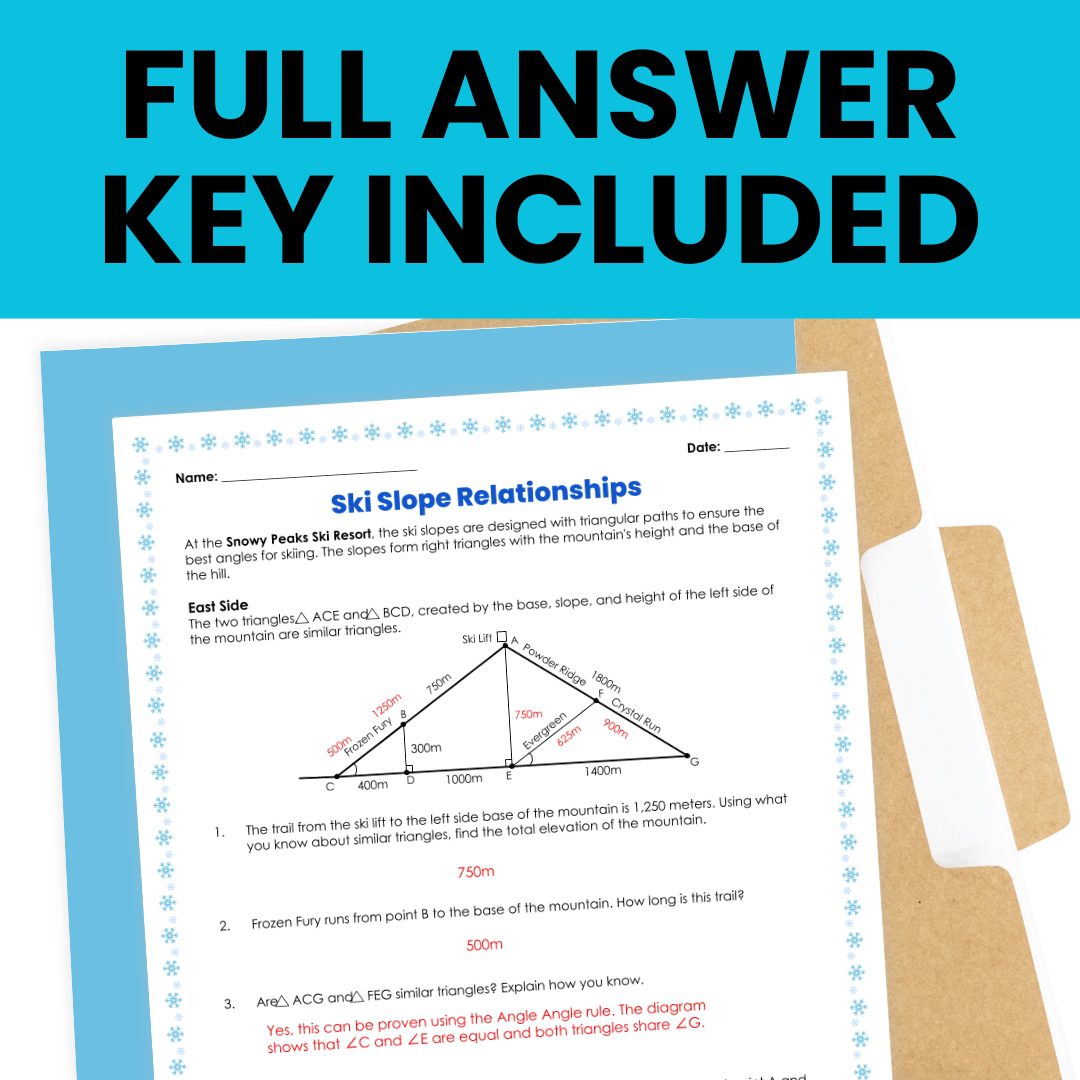 Angle Relationships & Triangles Activity | 8th Grade Math Assessment for Winter - Image 2