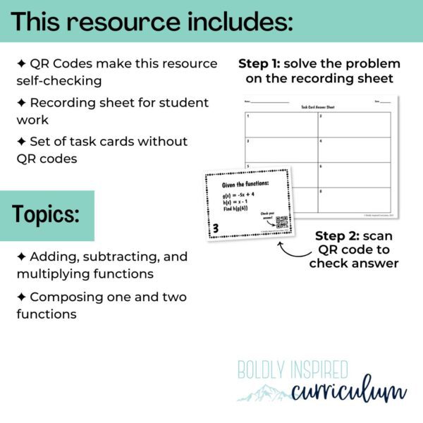 Composition and Operations on Functions Task Cards - Boldly Inspired ...