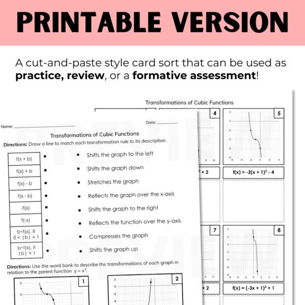 Polynomial Function Transformations Digital Card Sort Activity - Boldly ...
