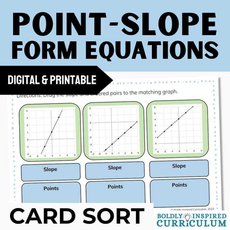 Writing Equations in Point Slope Form Activity | Digital & Printable Card Sort