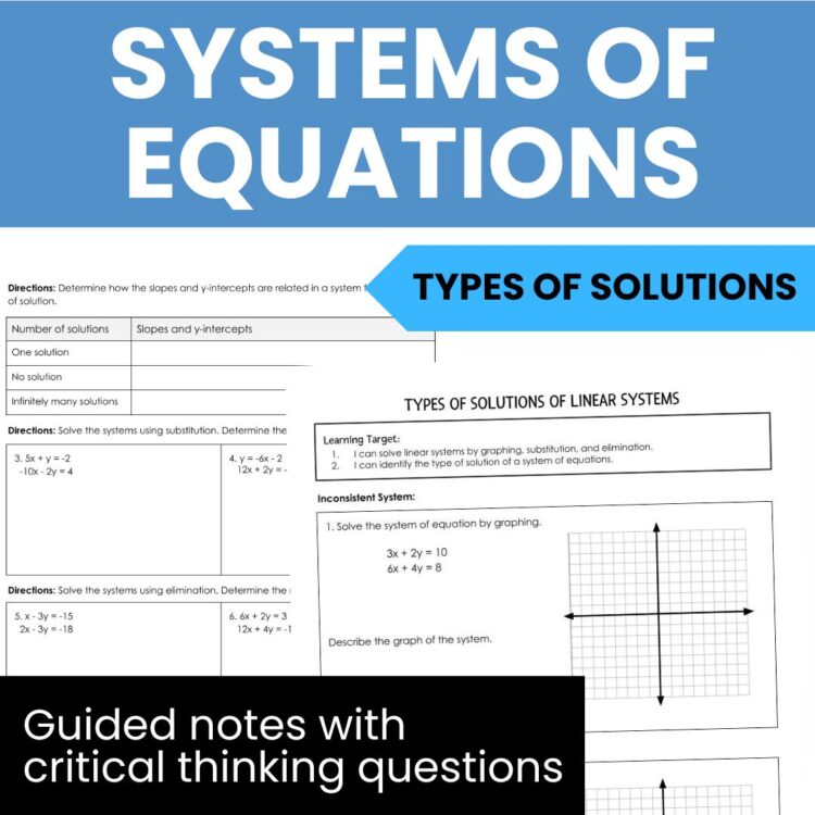 Special Solutions of Systems of Equations Guided Notes and Worksheet
